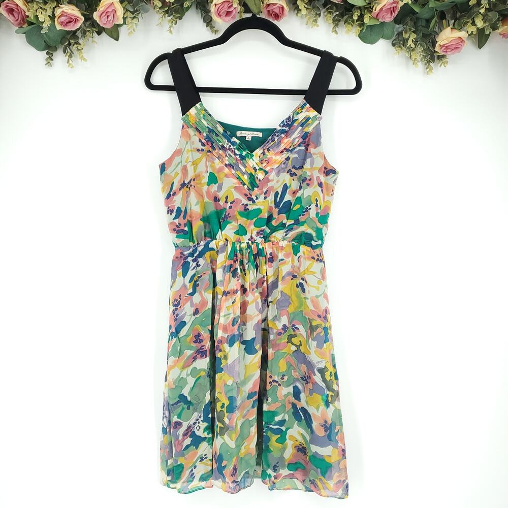 Madewell Broadway & Broome Violetta Silk Floral Watercolor Dress Size 0